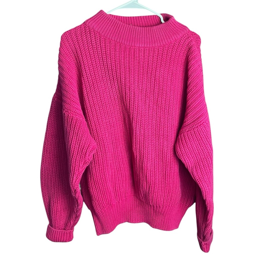 Vtg 80s Gap Sweater Large Oversized Pink Think Chunky Knit Hong Kong